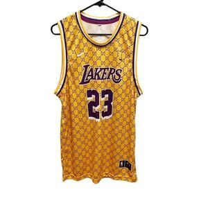 JAFThreads NBA LA Lakers Yellow & Purple all over G design print 23 Lebron James